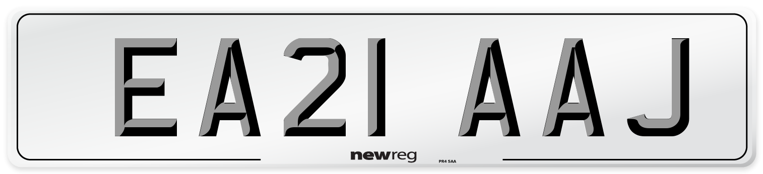 EA21 AAJ Number Plate from New Reg